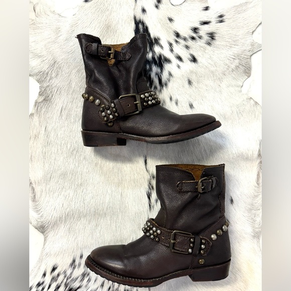 Ash Women’s Venice Studded Brown Moto Leather Boot Size 37  6 US - Picture 9 of 10
